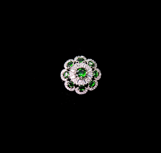 Emerald Green Floral Crystal Ring – Latest Ring Design for Women